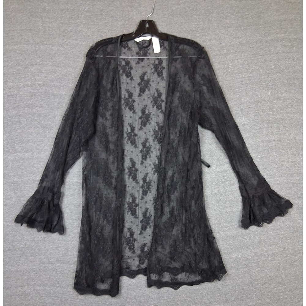 Delicates Cardigan L Black Sheer Lace Whimsigoth Victorian Witchy Dark Coquette